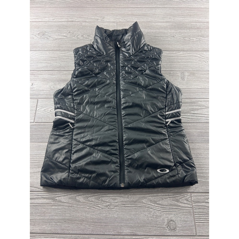 Oakley Womens Puffer Vest Black Quilted Full Zip Sleeveless Jacket FA13 Size M
